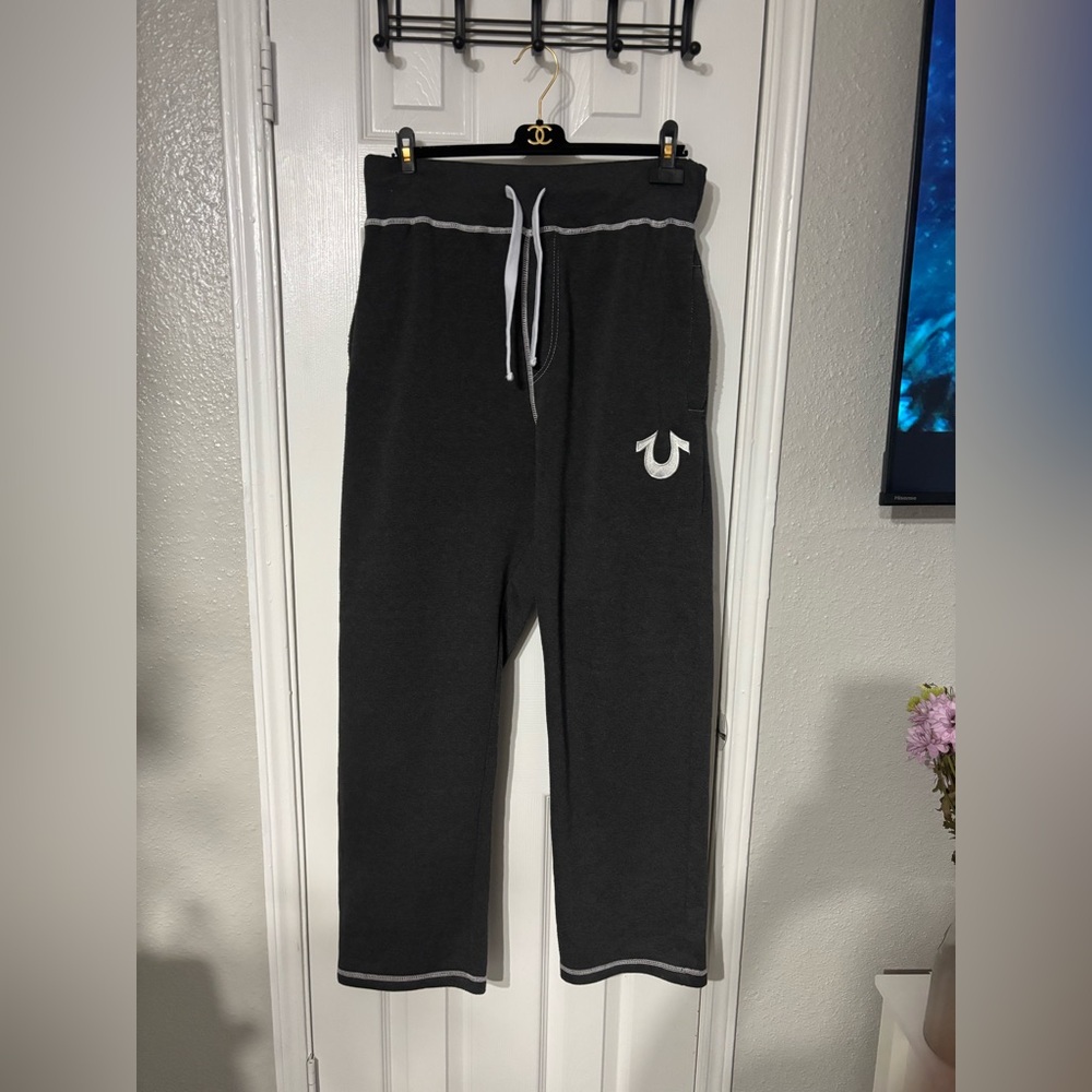 True Religion Black Sweat Joggers with White Logo - Picture 3 of 7